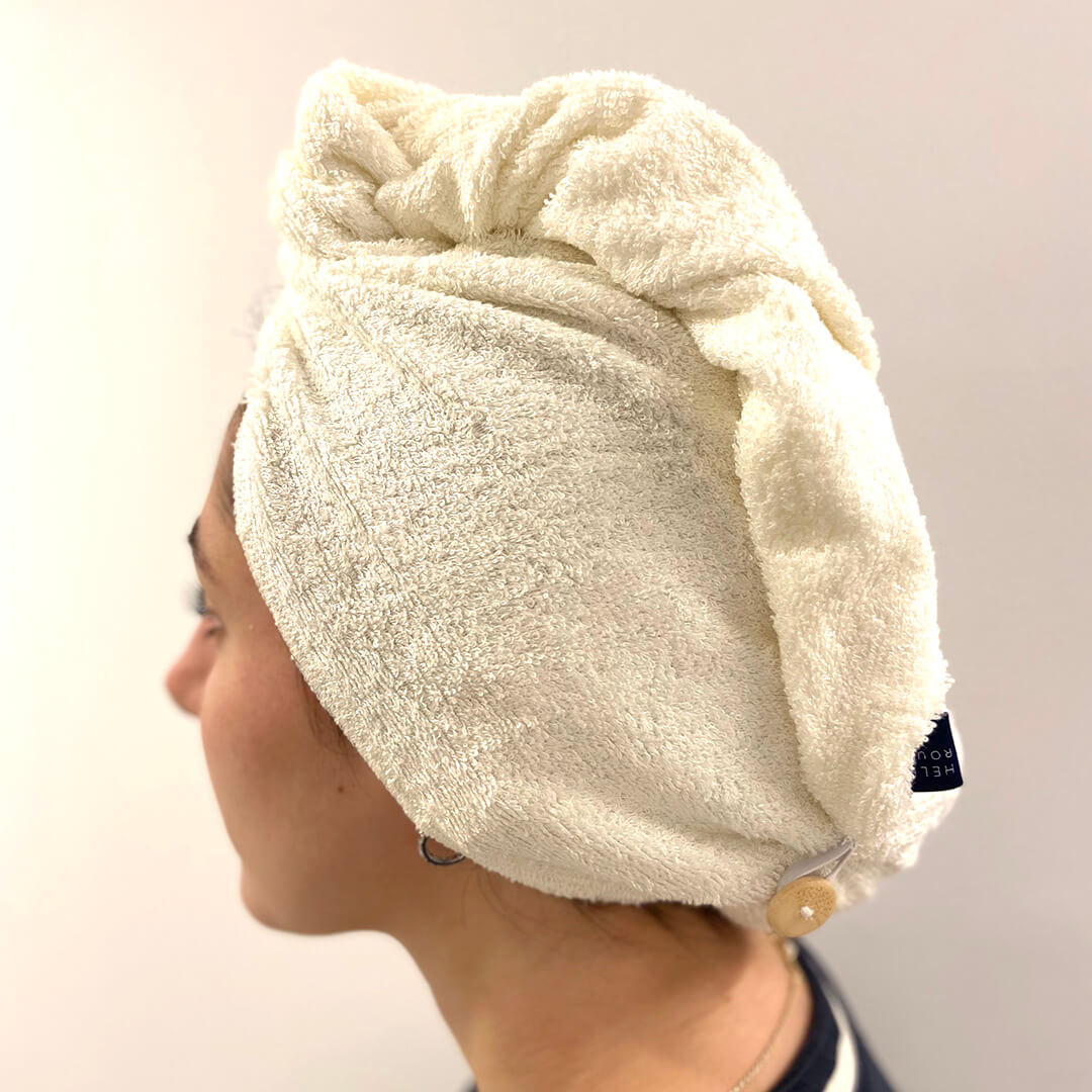 Woman with Bamboo Hair Towel